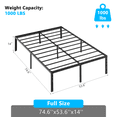 thumbnail image 2 of Alvantor 14-Inch Full Metal Platform Bed Frame with Heavy Duty Steel Slat Support, Black, No Box Spring Needed, Easy Assembly, 2 of 7
