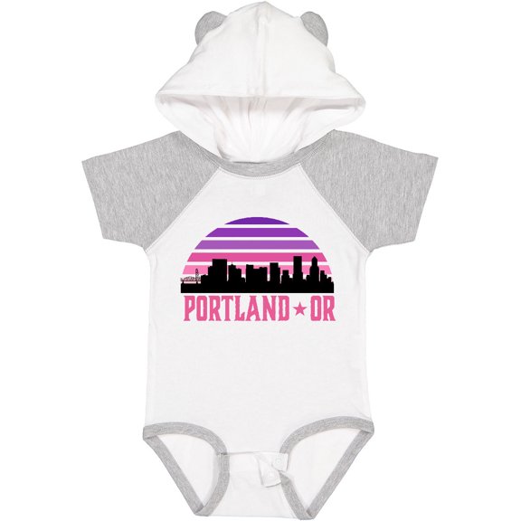 Inktastic Portland Oregon Retro Sunset Skyline Girls Baby Bodysuit