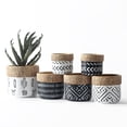 thumbnail image 4 of Livesture Vintage Geometric Pattern Woven Basket Indoor Planter B White M, 4 of 7