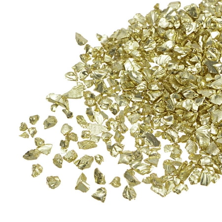 Uxcell 20g Crushed Glass Chips, 2-4mm Irregular Metallic Chunky Sequins Glass Stone Shallow Gold
