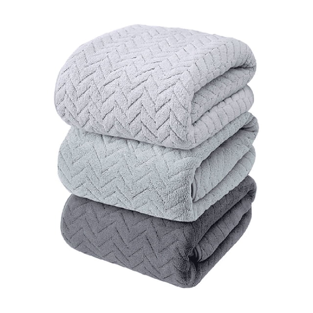 3 Piezas Tuallas Toallas Baño Completo Grande 70×140 Cm Gris oscuro+Gris claro+Verde