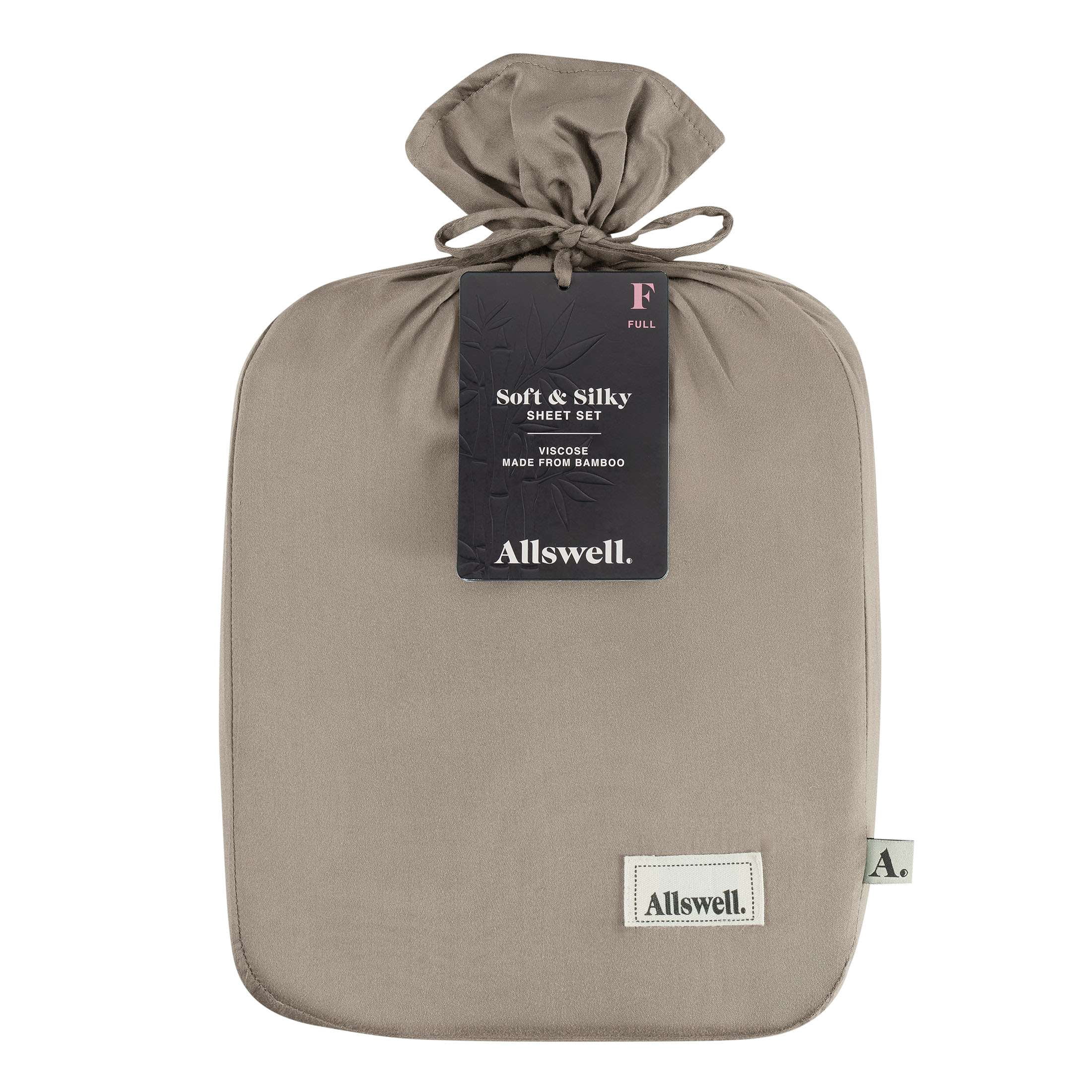 Allswell Soft & Silky 4-Piece 300 Thread Count Beige Viscose from Bamboo Sateen Bed Sheet Set, King