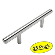 25 Pack - Cosmas 404-2.5SS True Solid Stainless Steel Construction 3/8 Inch Slim Line Euro Style Cabinet Hardware Bar Handle P