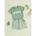 thumbnail image 4 of Baby Toddler Boy Shorts Set 6 12 18 24 Months 2T 3T 4T Duck Embroidery Short Sleeve T-shirts Plaid Elastic Waist Shorts 2 Piece Boys Summer Outfit, 4 of 9