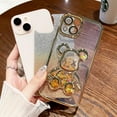 thumbnail image 3 of Electroplated 3D Bear for iPhone 15 Case for Women Glitter Floating Liquid Quicksand Case Shiny Cute Flexible Protective Phone Case with Camera Protector (Gold), 3 of 11
