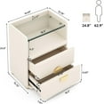 thumbnail image 6 of Finmind 2-Drawer Bedside Table with Glass Top and Gold Legs, Modern Nightstand, 6 of 7