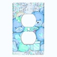 thumbnail image 2 of Metal Light Switch Wall Plate Outlet Cover (2 Teddy Bears Blue Teal With Love Heart Balloon Flower - Single Duplex), 2 of 2