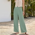 thumbnail image 5 of CQONEPT Wide Leg Pant for Women Button Palazzo High Waist Pants Casual Loose Fit Trendy Comfy Trousers Green L, 5 of 5