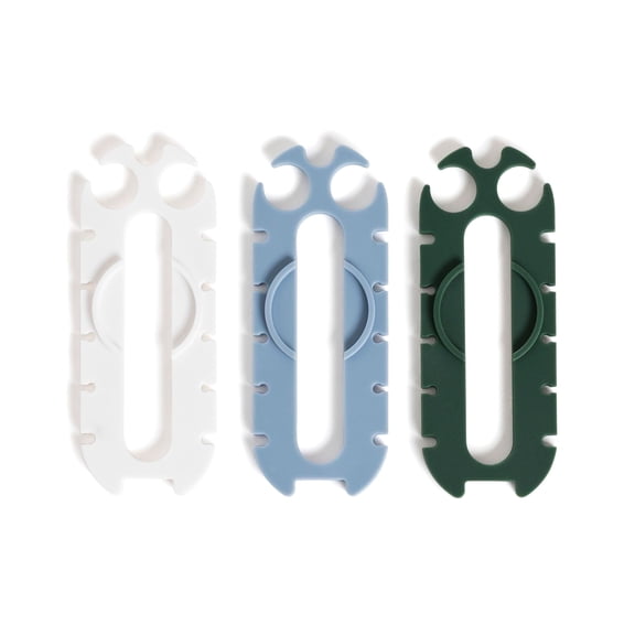 U Brands 3ct Silicone Cord Caterpillars for Chargers and Tech Accessories, Green/Blue/Cream