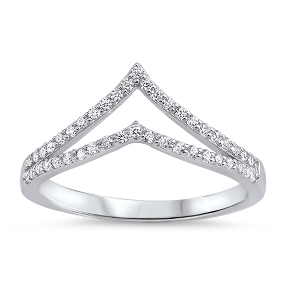 White CZ Open Arrow Cute Fashion Ring New .925 Sterling Silver Band Sizes 5-10 