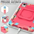 thumbnail image 5 of Rugged Kids Case for Lenovo Tab M11 11" 2024, Heavy Duty Shockproof 360°Swivel Ring Stand Handle Case Cover for Lenovo Tab M11 11" 2024, Colorful/Rose, 5 of 8