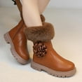 thumbnail image 6 of NAISIBABY Girls Winter Boots, Side Zipper Mid-Cut Fluffy Warm Fashion Princess Boots Brown, 6 of 8
