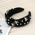 thumbnail image 6 of Unique Bargains 1 Pc Bow Faux Pearls Tie Headbands for Women Black, 6 of 6