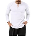 thumbnail image 1 of DPTALR Blouses et Chemises à Manches Longues pour Hommes, Col Rond, Boutons, Bouche Plate, Sport, 1 of 5