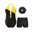 thumbnail image 4 of Aislor Girls Sleeveless Gymnastics Leotard Ballet Dance Unitard with Shorts and Hair Band Set Yellow&Black 12, 4 of 7
