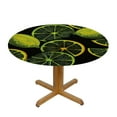 thumbnail image 3 of Nawypu  Yellow Green Lemon Round Fitted Tablecloth, Black Elastic Tablecloth for Round Tables, Waterproof Table Cover, 3 of 7