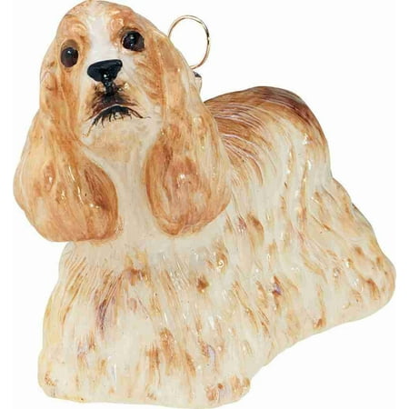 Spaniel Glass Ornament - Blond Standing Cocker Spaniel Dog Polish Glass Christmas Ornament Decoration New