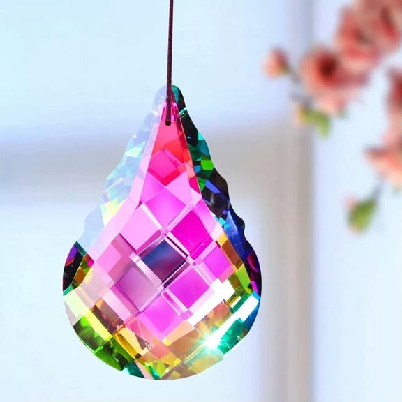 EOEMY 89mm Iridescence Gourd Crystal Prisms Pendant Lamp Sun Catcher Rainbow Chaser