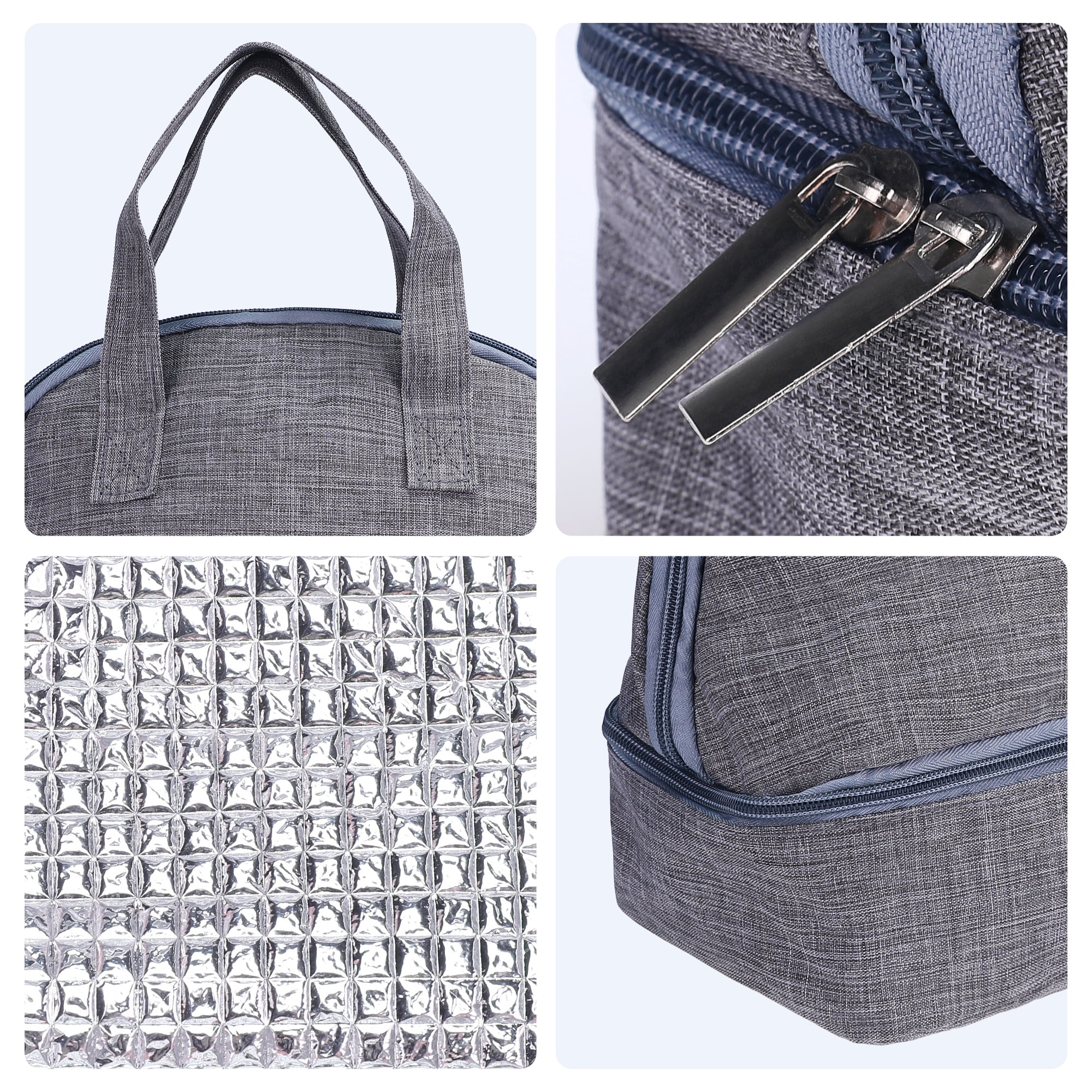 Unique Bargains Lunch Bag Insulated Bag Cute Tote Bag Gray