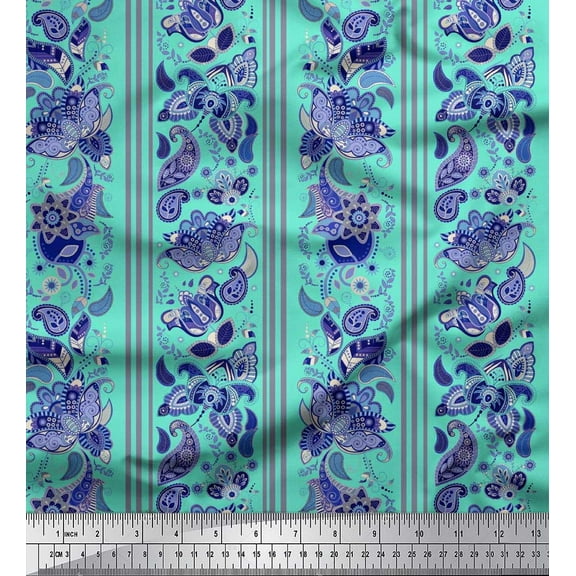 Soimoi Cotton Duck Fabric Stripe,Floral & Paisley Fabric Prints by Yard 42 Inch Wide