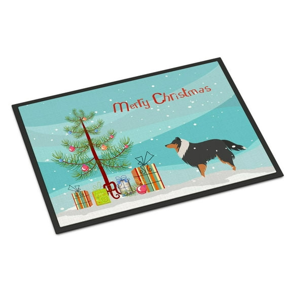 Carolines Treasures BB2948JMAT Sheltie/Shetland Sheepdog Merry Christmas Tree Door Mat Indoor Rug or Outdoor Welcome Mat
