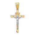 thumbnail image 1 of 14k Yellow and White Gold Two-tone INRI Crucifix Pendant Length 30mm, 1 of 2