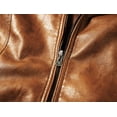 thumbnail image 3 of WULFUL Men's Stand Collar Leather Jacket Motorcycle Faux Leather Jackets Outwear, 3 of 5