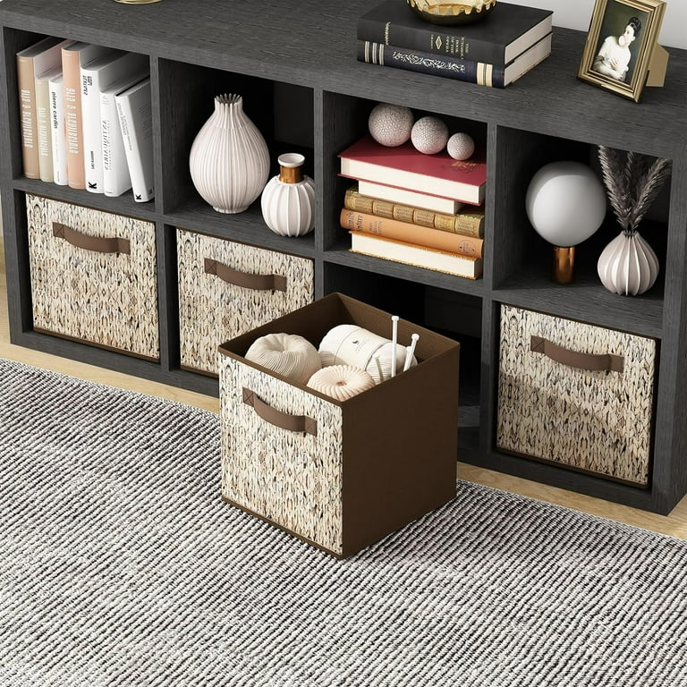 6 Pack Fabric Storage Cubes. 13 Inch Cube Storage Bins with Handle Foldable Closet Organizers for Shelves Storage Baskets for Shelves Grey Large Brick Walmart