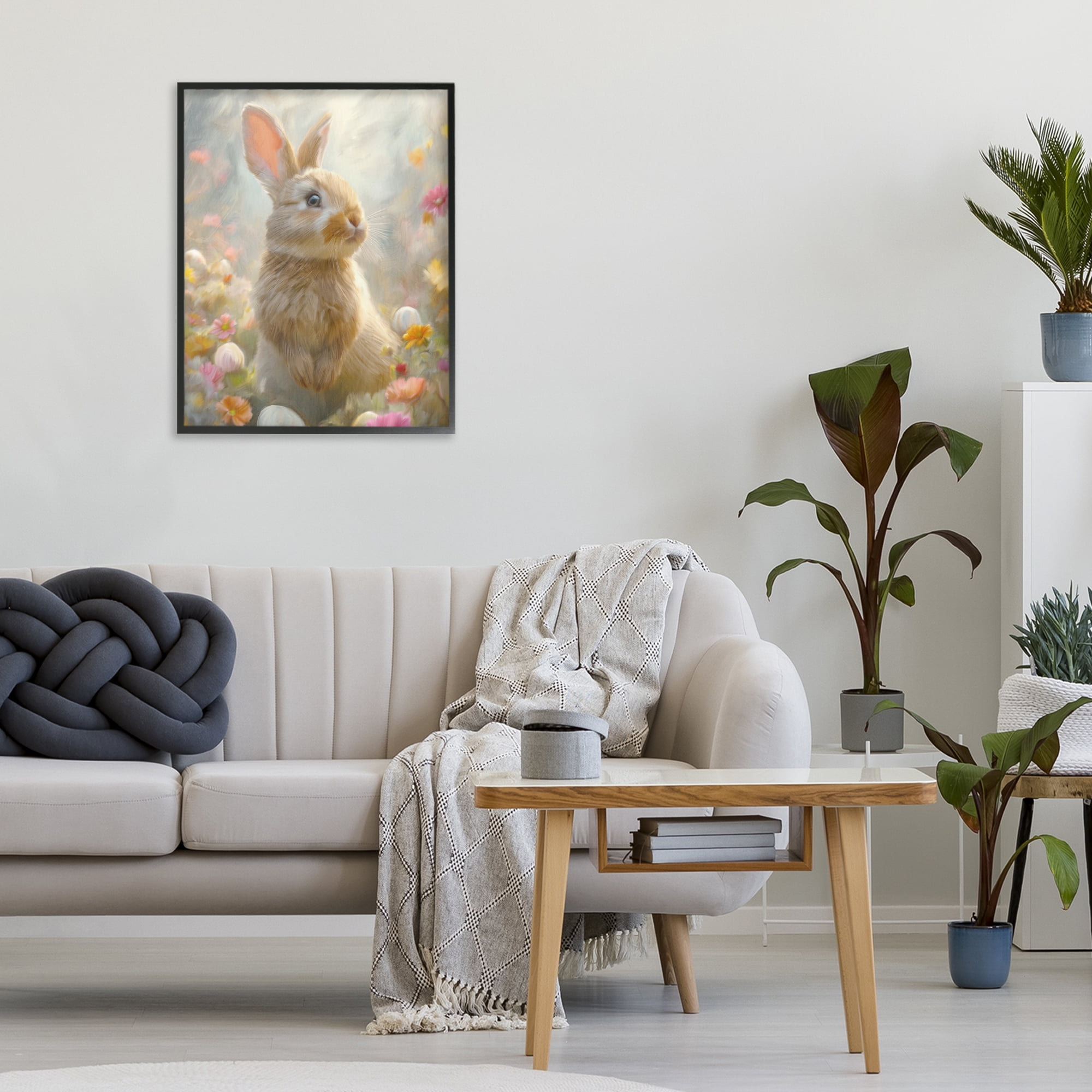 Stupell Industries Bunny Dreams Meadow Black Framed Giclee Art, design by Kim Allen