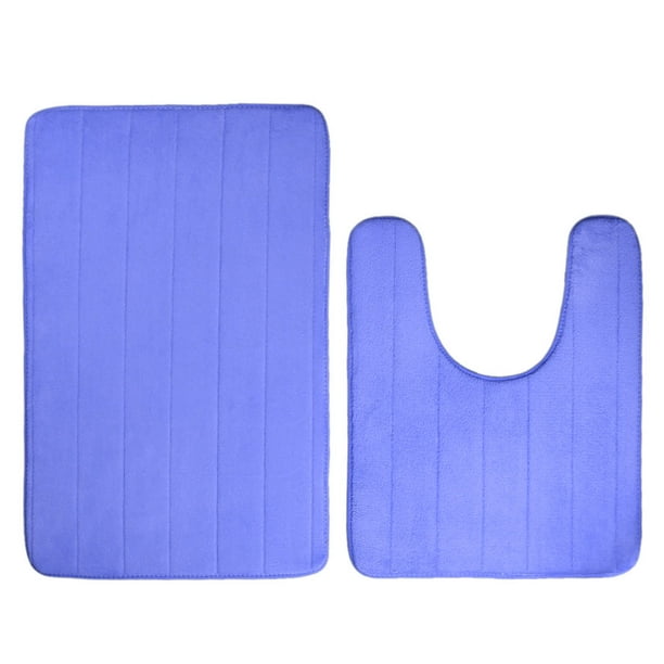 Piccocasa 2 in 1 Memory Foam Nonslip Toilet Mats, Rectangle Blue