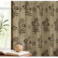 thumbnail image 5 of Vargottam 84 Inch Rod Pocket/Back Tab Cotton Curtains for Windows and Doors - Light Filtering Cotton - Light Filtering Drapes For Doors - Set of 2 Panels, 52"x84" - Block Floral Design (Brown), 5 of 8