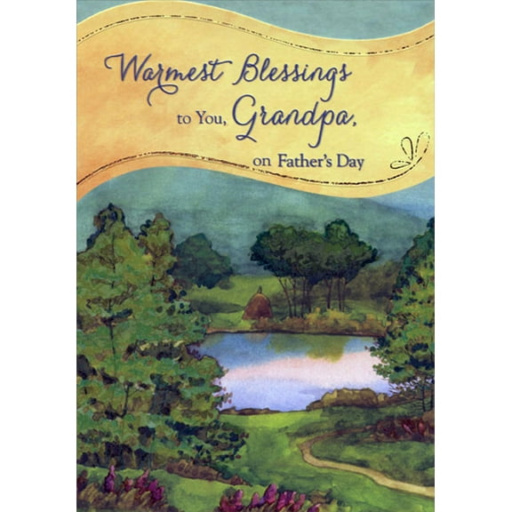 Designer Greetings Pond in Clearing of Trees: Warmest Blessings Religious / Inspirational Father's Day Card for Grandpa