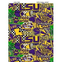 LSU Tigers Pop Art Graffiti Print Cotton Fabric-Sold by the yard