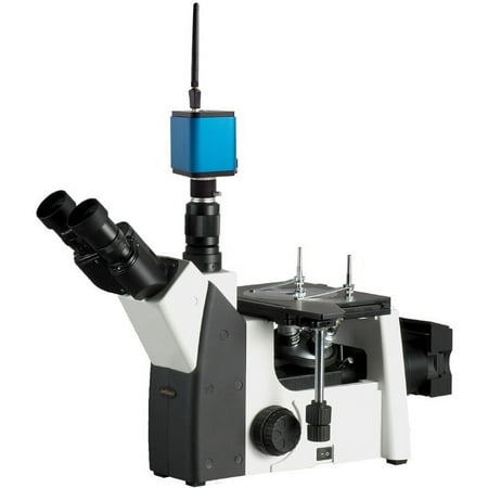 AmScope 50X-1250X Inverted Trinocular Metallurgical Microscope + HD WiFi Camera New