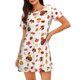 thumbnail image 1 of Fotbe Autumn Maple Leaf with Hedgehog Bata de Dormir para Mujer con Estampado, Camisón de Algodón de Manga Corta, Ropa de Dormir Casual, 1 of 6
