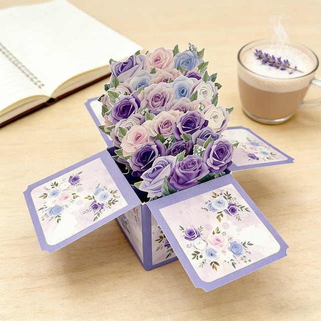EGNMCR Home Decor, Room Decor, Wall Decor Flower Greeting Card With Envelopes Premiums Thank You Note Card For Birthday Paper greeting cards