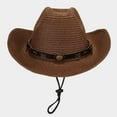 thumbnail image 3 of Cowgirl Hat for Women Men Western Straw Cowboy Hats Packable Wide Brim Beach Summer Sun Cap with Decorative Band, 3 of 3