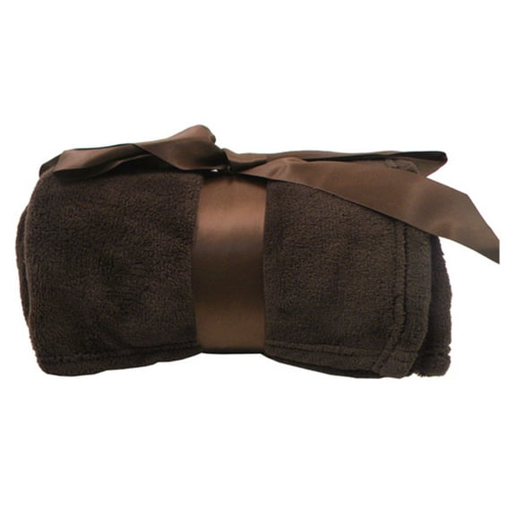 Simplicity Soft Plush Fuzzy Solid Colored Throw Blanket 42"x 60", Brown