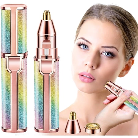 Dsseng Rechargeable Eyebrow Trimmer Hair Remover for Men and Women 2 in 1 Painless Eyebrow Trimmer Built-in LED Light Suitable for Facial Eyebrow Nose Body Hair Trimming