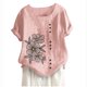 thumbnail image 1 of Camiseta Casual de Manga Corta con Botón de Cuello Redondo de las Mujeres, Tops Cortos para las Mujeres, 1 of 3
