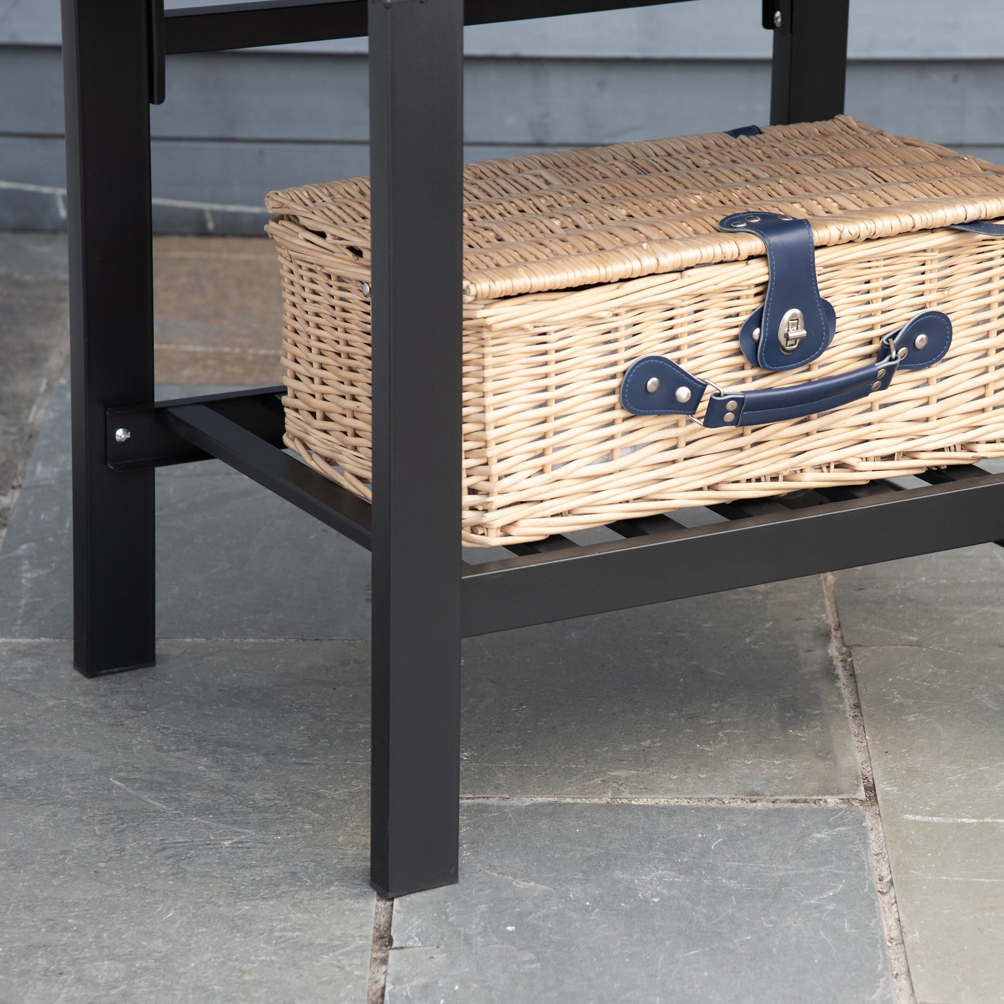 Outsunny 26" Charcoal Grill with Side Table, Bottom Shelf and Adjustable Height