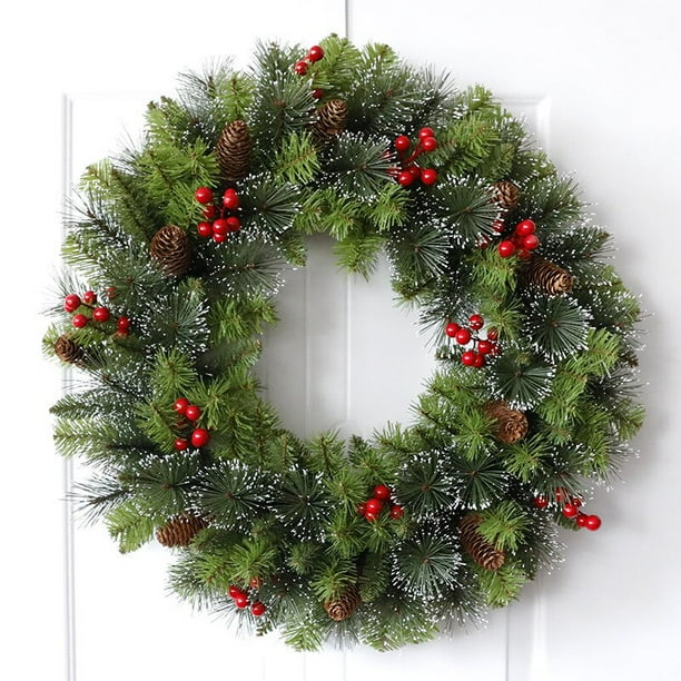 Christmas Wreath for Front Door Home Hanging Rattan Farmhouse Decor New Year Festival Celebration Christmas Wreath Natal Navided40cmUnited States He Qiyong unisex