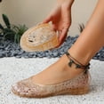 thumbnail image 2 of Bibifish Womens Jelly Wedge Shoes Glitter Hollow Floral Closed Toe Slip On Ladies Sandals Summer Beach Poolside Resort Casual Sandals, 2 of 9