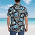 thumbnail image 6 of Balery Blue Excavator Print Men's Hawaiian Shirts Short Sleeve Beach Shirt Relaxed Fit Vacation Button Down Shirts-, 6 of 9