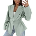 thumbnail image 2 of Long Jacket for Women, Pleated Waist Buttoned Loose Suit Jacket, 2 of 9