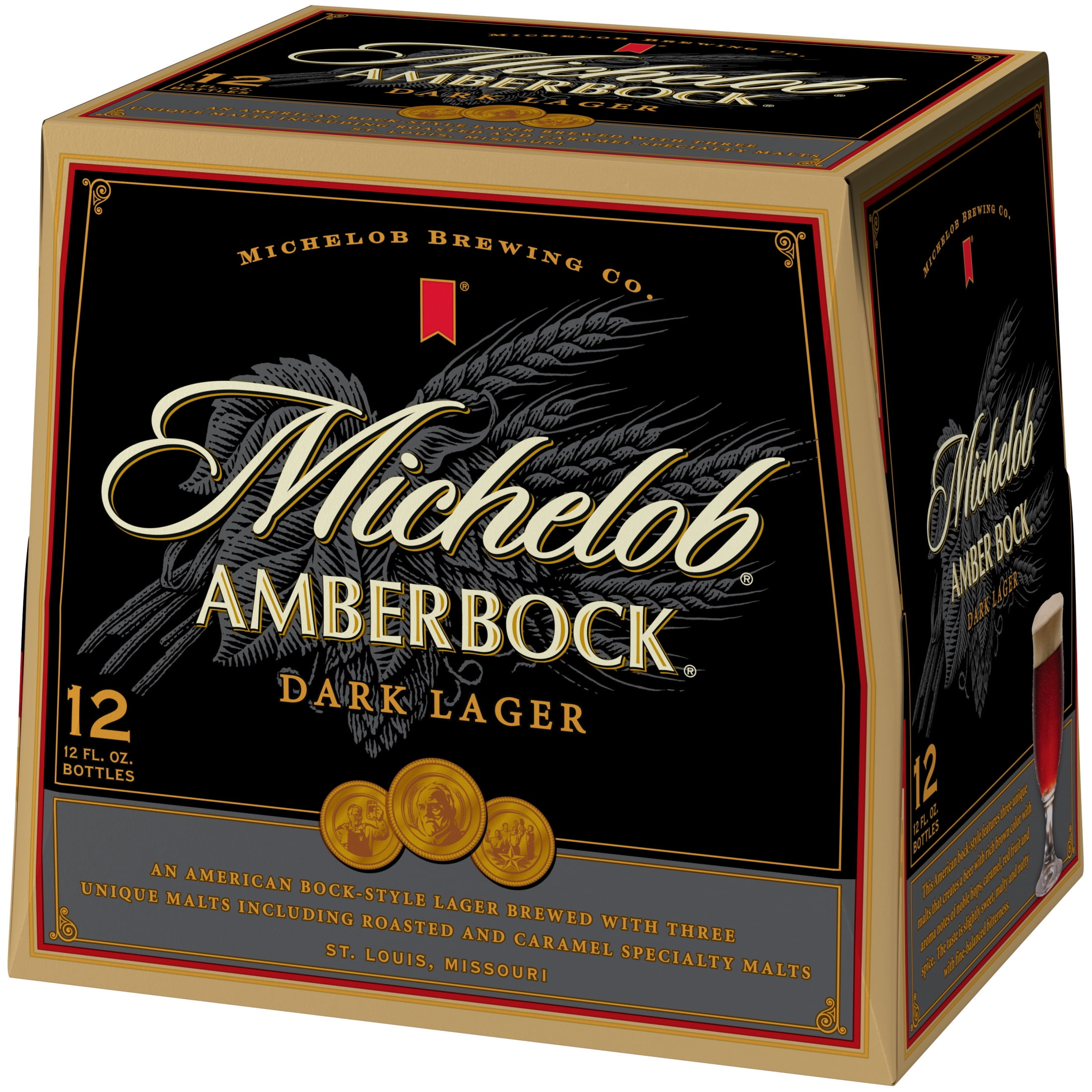 Michelob American Dark Lager Beer 12 pack 12 fl oz Glass Bottles 5.2% ABV