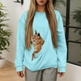 thumbnail image 4 of Cat Pouch Hoodie for Women Long Sleeve Plain Dog Pouch Hooded Sweatshirt Kangaroo Pocket Pet Carrier Pullover Tops, 4 of 6