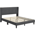 thumbnail image 3 of Renwick Queen Upholstered Platform Bed Frame with Channel Tufted Headboard, Dark Gray, 3 of 10