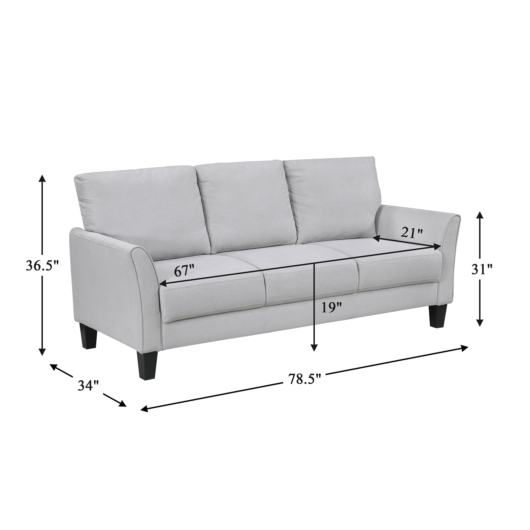 OakvillePark Islewyn Textured Fabric Sofa, Gray