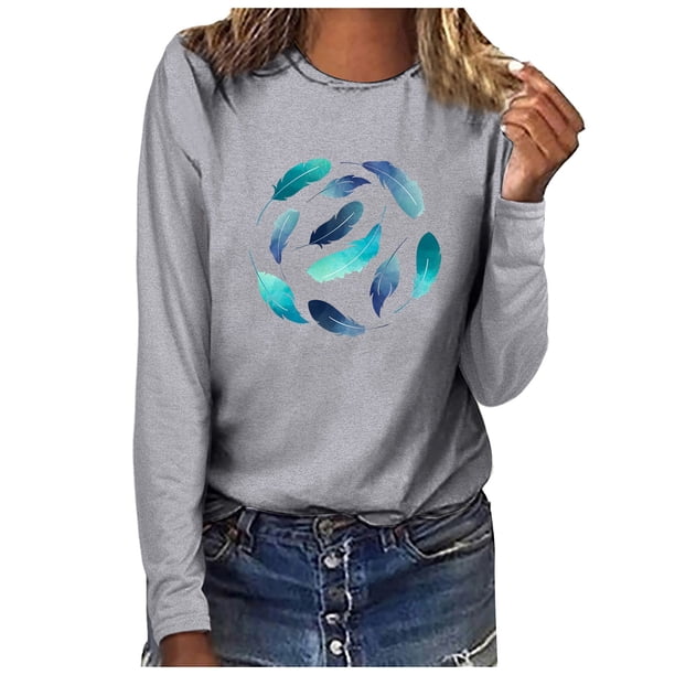 Blusa cómoda de manga larga con estampado informal para mujer a la moda Fridja FKASFK2371